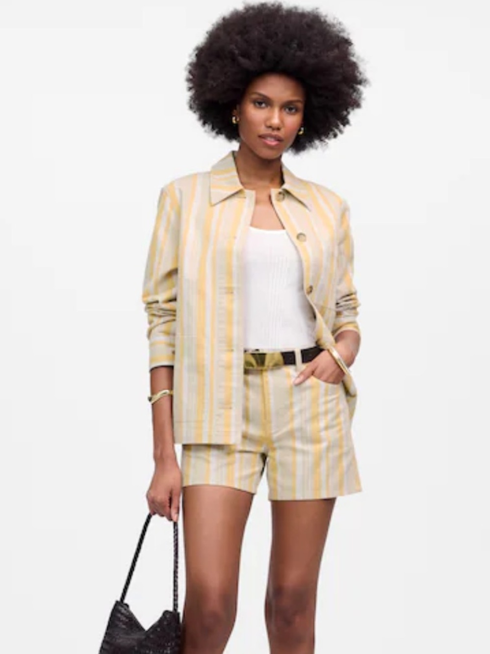 Madewell Runpled Cotton Twill Poplar Yellow Shorts, Size 28, NWT